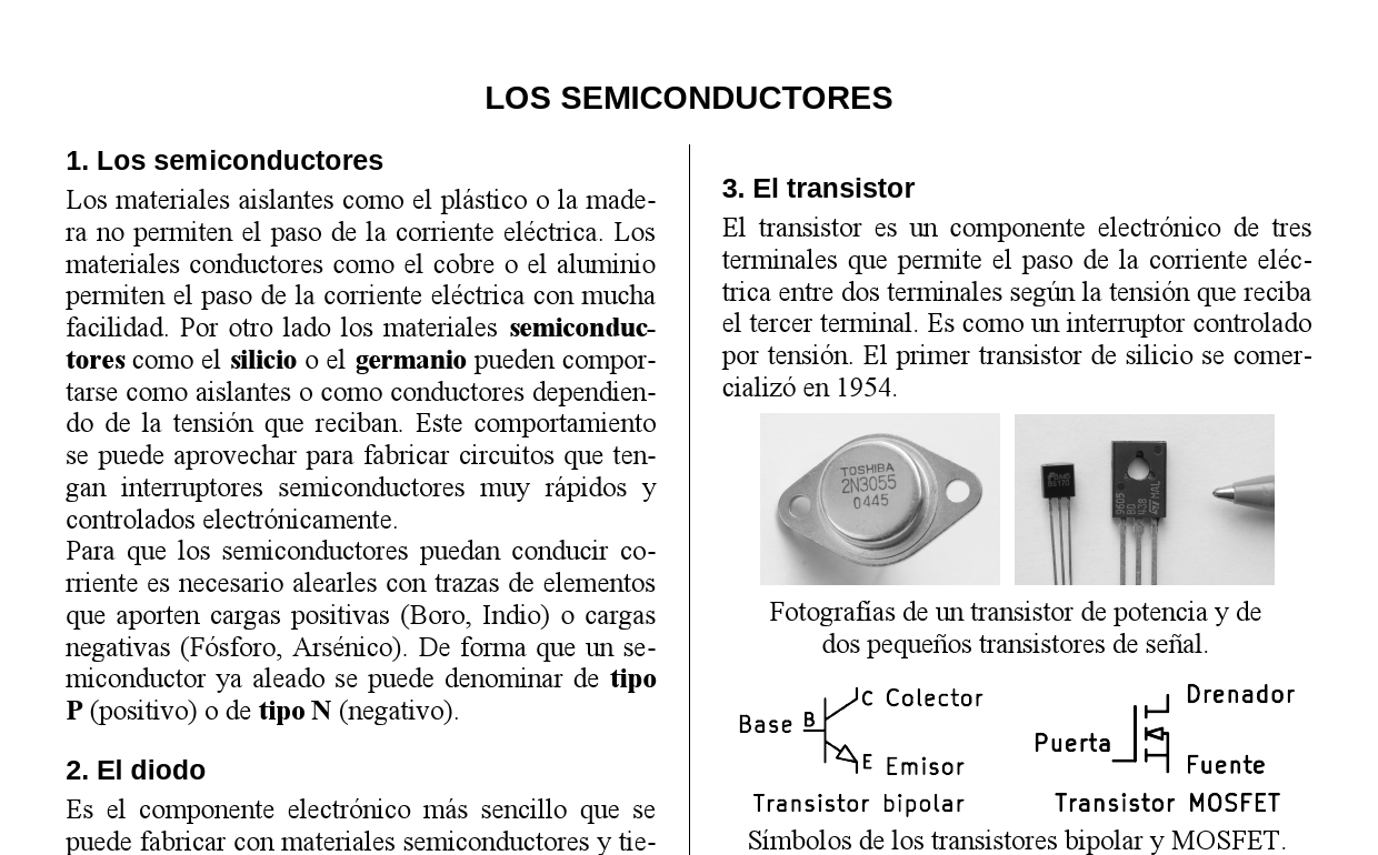 2. Los componentes semiconductores - Componentes electrónicos - Picuino